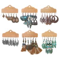 aleación de zinc Aretes, pendiente, chapado, tres piezas & Joyería & diferentes estilos para la opción & para mujer & con diamantes de imitación, más colores para la opción, libre de níquel, plomo & cadmio, Vendido por Set