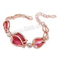 Zinc Alloy Rhinestone Bracelets, for woman & with rhinestone, red .45 Inch 