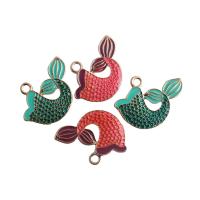 Zinc Alloy Enamel Pendants, Mermaid tail, gold color plated 