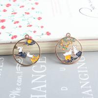 Zinc Alloy Enamel Pendants, plated & hollow 