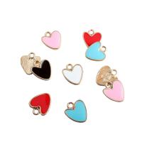 Zinc Alloy Enamel Pendants, Heart, gold color plated 