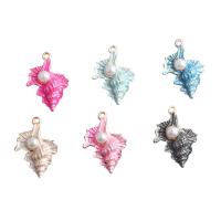 Zinc Alloy Jewelry Pendants, with Plastic Pearl, Shell, gold color plated, stoving varnish 