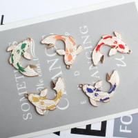 Zinc Alloy Enamel Pendants, Fish, gold color plated 