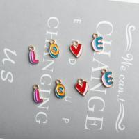 Zinc Alloy Enamel Pendants, Alphabet Letter, gold color plated 