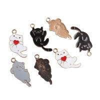 Zinc Alloy Enamel Pendants, Cat, gold color plated 