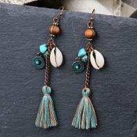 Zinc Alloy Tassel Earring, with turquoise, plated, fashion jewelry & for woman nickel, lead & cadmium free, 90mm 