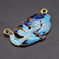 Enamel Brass Pendants, Goldfish, gold color plated, DIY & double-hole 