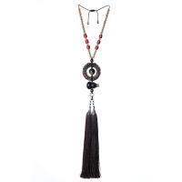 Ornements suspendus, or Obsidian, avec Obsidienne & quartz fumé & Argent tibétain, poli, styles différents pour le choix, noire, 390mm, Vendu par PC