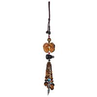 Ornements suspendus, oeil de tigre, avec Obsidienne & corde de coton & agate noire & quartz fumé, poli, styles différents pour le choix, plus de couleurs à choisir, 390mm, Vendu par PC