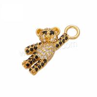 Cubic Zirconia Micro Pave Brass Pendant, Bear, plated & micro pave cubic zirconia Approx 3mm 