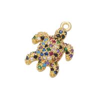 Cubic Zirconia Micro Pave Brass Pendant, Turtle, gold color plated, with rhinestone Approx 1.2mm 