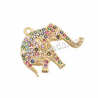 Cubic Zirconia Micro Pave Brass Pendant, Elephant, plated, DIY & micro pave cubic zirconia 20*17mm Approx 1.2mm, 100/PC 