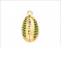 Cubic Zirconia Micro Pave Brass Pendant, Shell, plated, DIY & micro pave cubic zirconia 18*10mm Approx 1.2mm, 100/PC 