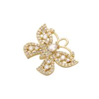 Cubic Zirconia Micro Pave Brass Pendant, Butterfly, plated, micro pave cubic zirconia 24*20*4mm Approx 2.5mm, 100/PC 