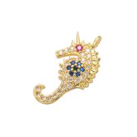 Cubic Zirconia Micro Pave Brass Pendant, Seahorse, plated, micro pave cubic zirconia 19*10*3mm Approx 1.2mm, 100/PC 