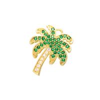 Cubic Zirconia Micro Pave Brass Pendant, Palm Tree, plated, DIY & micro pave cubic zirconia 20*16mm Approx 1.5mm, 100/PC 