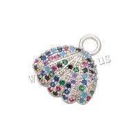 Cubic Zirconia Micro Pave Brass Pendant, Shell, plated & DIY 17*15mm Approx 3mm, 100/PC 