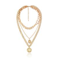 Collier de mode Multi couche, alliage de zinc, avec 2.75 inch chaînes de rallonge, Placage de couleur d'or, pour femme & à fils multiples, couleur métallique plaquée, 33cm,50cm Environ 19.68 pouce, Vendu par brin