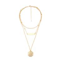 Collier de mode Multi couche, alliage de zinc, avec 2.75 inch chaînes de rallonge, plaqué de couleur d'or KC, pour femme & avec strass & à fils multiples, couleur métallique plaquée, 33cm,50cm Environ 19.68 pouce, Vendu par brin