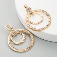 Zinc Alloy Rhinestone Drop Earring, with Rhinestone, Round, for woman & with rhinestone, golden, 55*40mm 