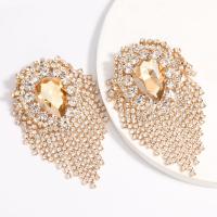 Fashion Fringe Earrings, Zinc Alloy, plated, fashion jewelry & for woman & with rhinestone nickel, lead & cadmium free 