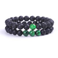 Lava Bead Bracelet, with Elastic Thread, plated, fashion jewelry & Unisex 8mm 