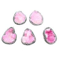 Ice Quartz Agate Pendants, irregular, plated, DIY, pink, 51*39*12mm Approx 2mm 