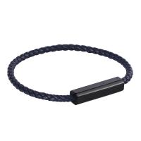 PU Schnur Armbänder, Mikrofaser PU, mit Edelstahl, Pistole schwarz plattiert, unterschiedliche Länge der Wahl & unisex, tiefblau, 4mm, verkauft von Strang