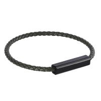 PU Schnur Armbänder, Mikrofaser PU, mit Edelstahl, Pistole schwarz plattiert, unterschiedliche Länge der Wahl & unisex, grün, 4mm, verkauft von Strang