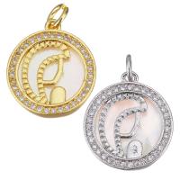 Cubic Zirconia Micro Pave Brass Pendant, with Shell, Round, plated, DIY & micro pave cubic zirconia Approx 3.5mm 