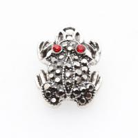 Zinc Alloy Jewelry Pendants, Copper Alloy, Frog, plated, DIY & with rhinestone, silver color, 19*14*7mm Approx 2mm 