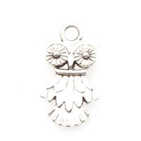 Bijoux pendentifs en Zinc alliage , avec alliage de zinc, hibou, Plaqué de couleur d'argent, DIY, argent, 26*14*3mm Environ 2mm  Vendu par sac