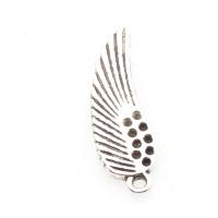 Zinc Alloy Jewelry Pendants, with Zinc Alloy, Wing Shape, antique silver color plated, DIY & laser pattern, silver color, 26*8*2mm Approx 1mm  