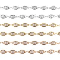 Brass Bar Chain, with Rhinestone, plated, DIY 