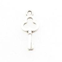 Zinc Alloy Key Pendants, with Zinc Alloy, antique silver color plated, DIY & hollow, silver color, 20*8*2mm Approx 1mm  