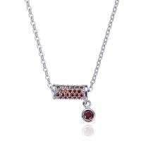 Sterling Silver Jewelry Necklace, 925 Sterling Silver, with 1.18 inch extender chain, plated, for woman & with rhinestone 3mm,1mm Approx 15.74 Inch 