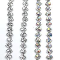 Glass Rhinestone Clawed Chain, with Zinc Alloy, plated, DIY 