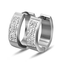 Acier titane Huggie Anneau d'oreille, Placage, pour femme & avec strass Vendu par paire