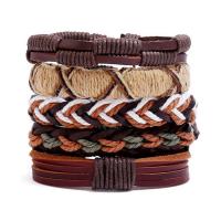 Kunstleder Armband-Set, Armband, mit Hanfgarn, 5 Stück & Modeschmuck, 60mm, verkauft von setzen