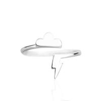 Plata de ley 925 Anillo de dedo Cuff, Nube, chapado en platina real, ajustable & para mujer, tamaño:6-7, Vendido por UD