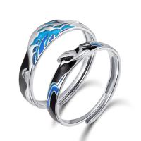 Anillos para Pareja, Plata de ley 925, chapado en color de plata, ajustable & diferentes estilos para la opción & pegamento de gota & para la pareja, tamaño:6-11.5, Vendido por UD