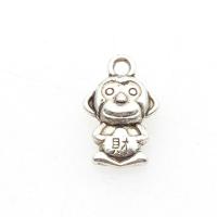 Zinc Alloy Jewelry Pendants, with Zinc Alloy, Monkey, antique silver color plated, DIY & laser pattern, silver color, 16*10*4mm Approx 1mm  