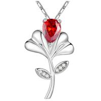 Rhinestone Brass Pendants, Flower, platinum plated & micro pave rhinestone & for woman 16*25mm 