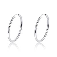 Brass Hoop Earring, with Steel, Donut, polished & for woman, platinum color 