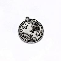 Zinc Alloy Jewelry Pendants, Round, antique silver color plated, DIY, metallic color plated 