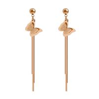 Acier titane boucle d'oreille en gland, Plaqué de couleur d'or rose, pour femme Vendu par paire