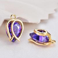 Cubic Zirconia Brass Pendants, gold color plated, DIY & micro pave cubic zirconia, purple 