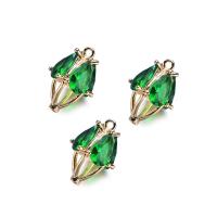 Cubic Zirconia Brass Pendants, plated, DIY & micro pave cubic zirconia & hollow, green 