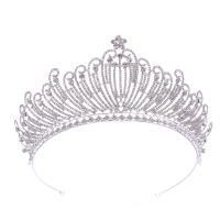 Bridal Tiaras, Zinc Alloy, for woman & with rhinestone, white 