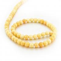 perles en Jade jaune, jaune de jade, Rond, DIY, Jaune Vendu par brin